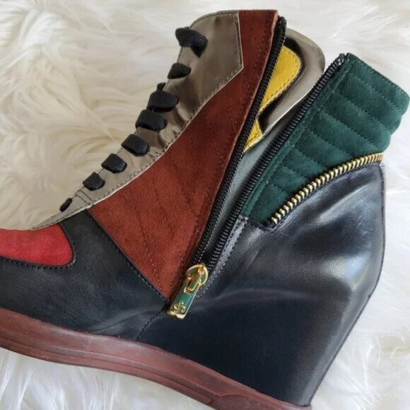 Guido Sgariglia Leather Colorblock Lace Up Boots SZ 9 - Picture 6 of 11